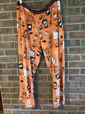 Hello Kitty Orange Halloween Print Pajama Pants